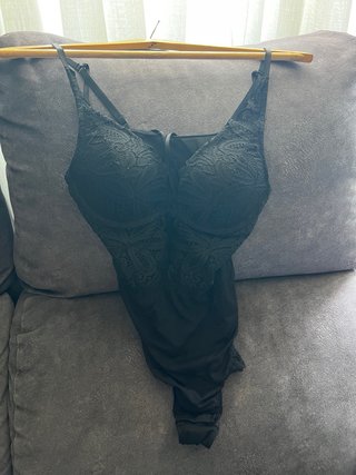 Body H&M Transparencias Encaje Negro