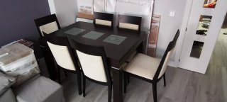 Mesa comedor madera maciza + 6 sillas