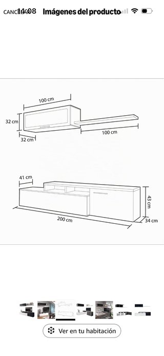 Mueble de Salón Habitdesign Blanco/Gris