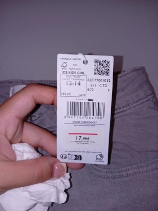 Pantalón Mango gris con etiqueta