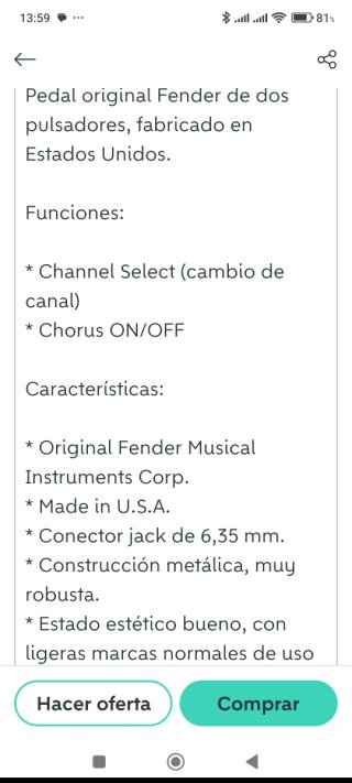 Pedal Fender Channel Select Chorus USA