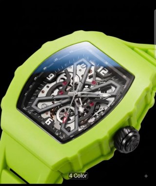 Reloj Automático Hombre Esqueleto Verde
