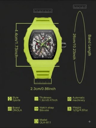 Reloj Automático Hombre Esqueleto Verde