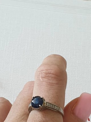 Conjunto Plata Anillo y Pendientes Piedras Azules