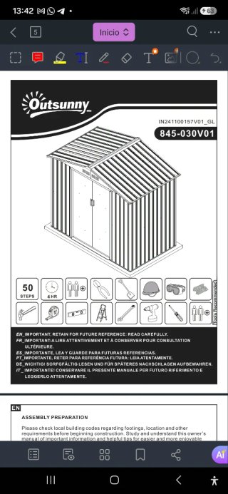 Caseta jardín Outsunny + suelo madera