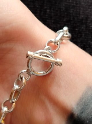 Pulsera Plata 925 Maciza Eslabones. Cierre Toggle