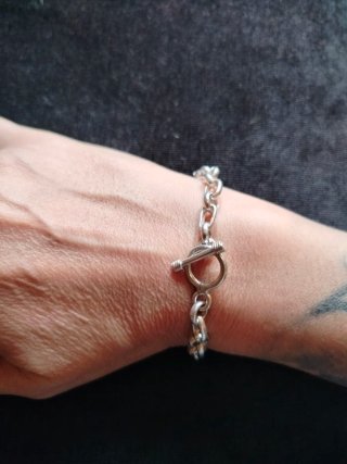 Pulsera Plata 925 Maciza Eslabones. Cierre Toggle