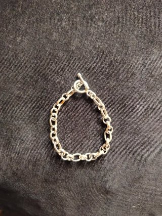 Pulsera Plata 925 Maciza Eslabones. Cierre Toggle