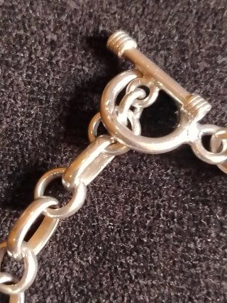 Pulsera Plata 925 Maciza Eslabones. Cierre Toggle