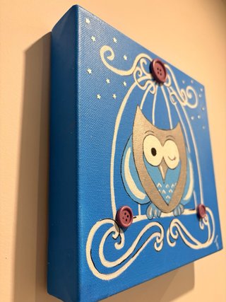 Cuadro infantil búho acrílico lienzo 20x20