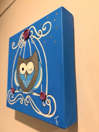 Cuadro infantil búho acrílico lienzo 20x20