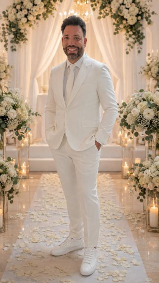 Traje blanco de hombre