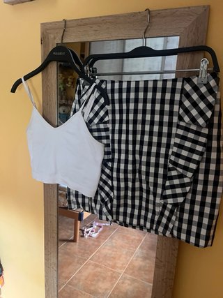 Conjunto Top y Falda stradivarius Cuadros