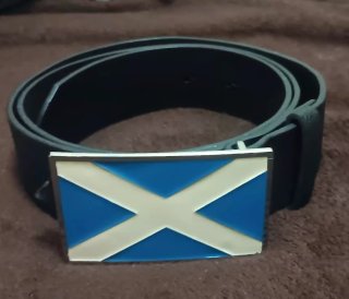 Cinturón de cuero negro con hebilla Escocia