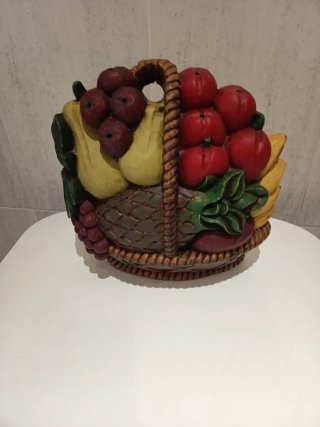 Figura Cesta Frutas Decorativa