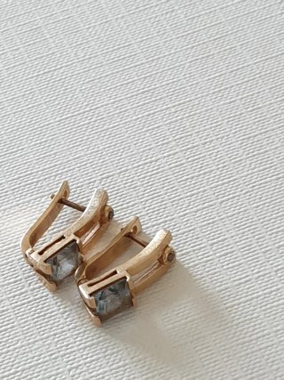 Pendientes Oro 585 Topacio Azul y Circonita