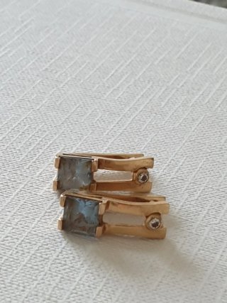 Pendientes Oro 585 Topacio Azul y Circonita