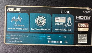 Portátil Asus X552L Negro