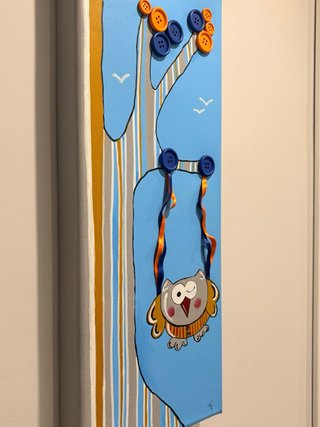 Cuadro infantil lienzo 3D búho 50x20