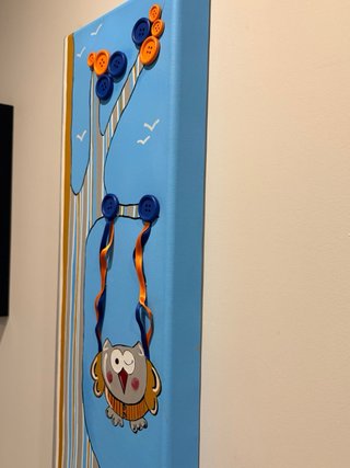 Cuadro infantil lienzo 3D búho 50x20