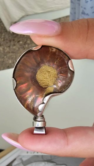 Colgante unisex de Plata Ley con Amonita Marrón