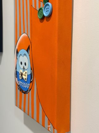 Cuadro infantil búho 3D lienzo 50x20 cm