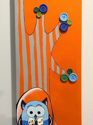 Cuadro infantil búho 3D lienzo 50x20 cm
