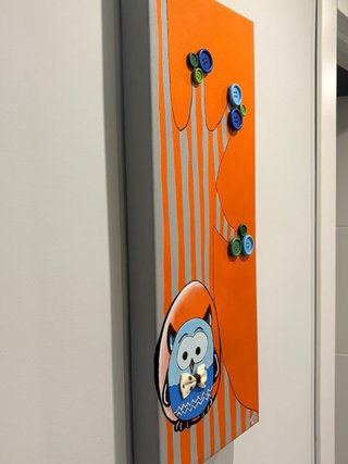 Cuadro infantil búho 3D lienzo 50x20 cm