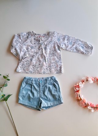 Conjunto niña short y blusa floral