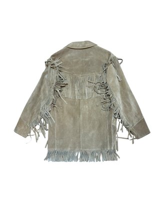 Chaqueta de cuero estilo cowboy con flecos