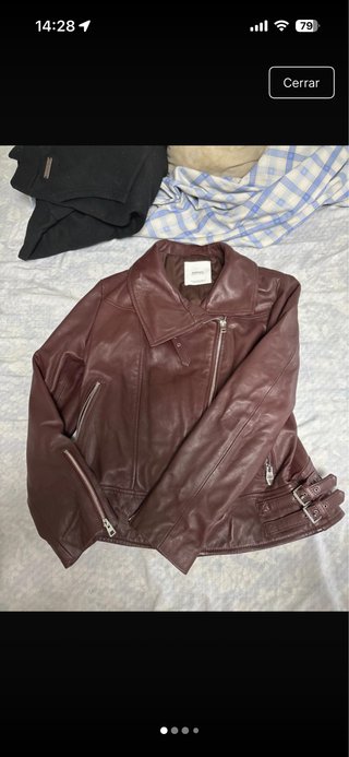 Chaqueta de cuero marrón