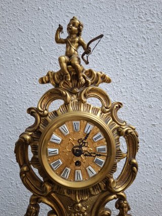 Reloj de mesa bronce antiguo Cupido