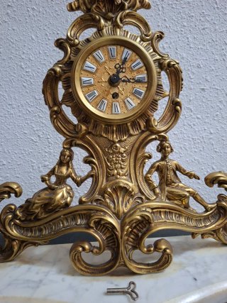 Reloj de mesa bronce antiguo Cupido