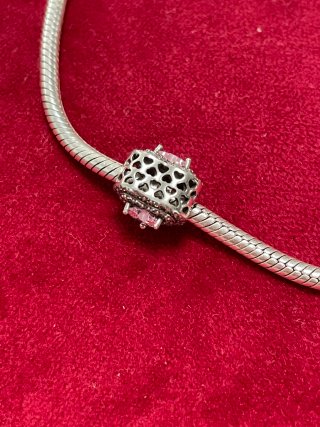 Charm Corazón Rosa con Circonitas