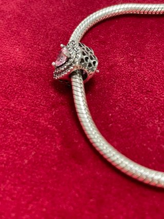 Charm Corazón Rosa con Circonitas