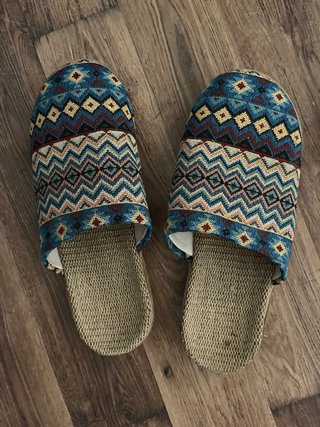 Zapatillas de lino con estampado étnico