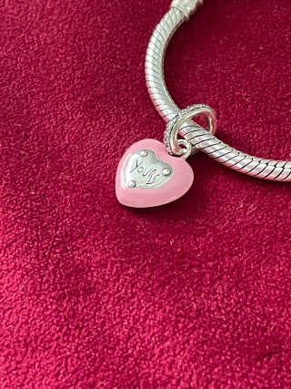 Charm Corazón Candado Rosa
