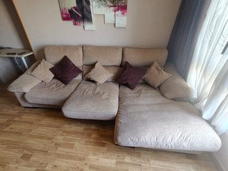 Sofá chaise longue 3 plazas beige