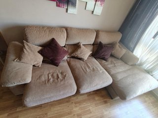 Sofá chaise longue 3 plazas beige