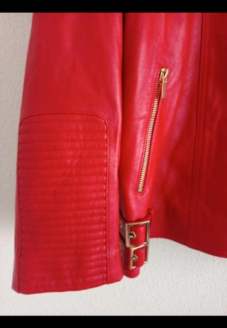 Chaqueta Biker Piel Roja Talla XL El Corte Inglés