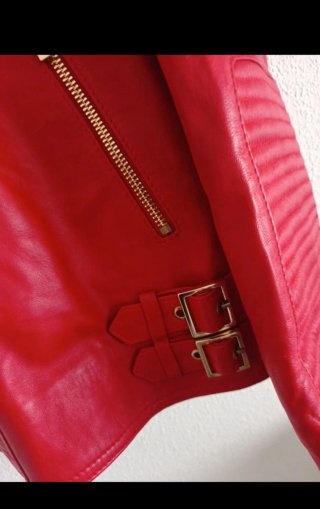 Chaqueta Biker Piel Roja Talla XL El Corte Inglés