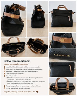 Bolso Pacomartinez Negro Detalles Marrones