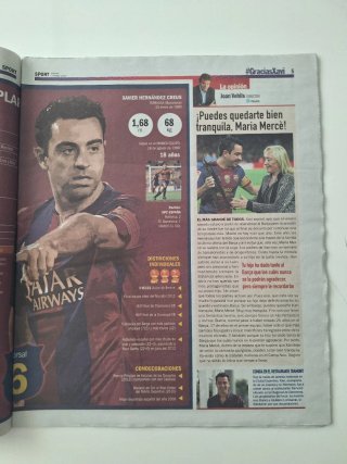 Periódico Sport Xavi Despedida Barcelona