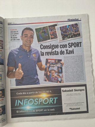 Periódico Sport Xavi Despedida Barcelona
