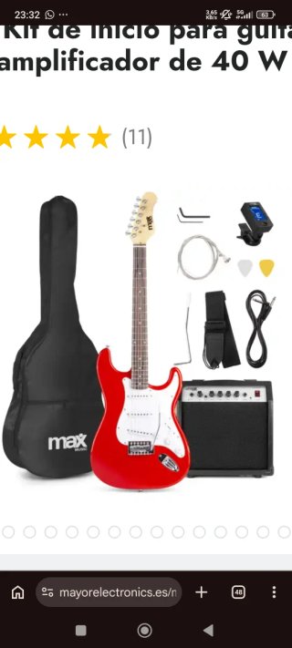 Kit Guitarra Eléctrica Roja + Amplificador