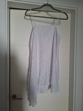 Vestido asimétrico blanco lencero corto talla S
