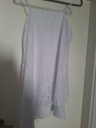 Vestido asimétrico blanco lencero corto talla S