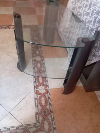 Mesa de centro cristal y madera