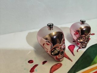 2 Bottigliette Teschio Rosa Vuote