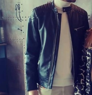 Cazadora Piel Negra Hombre